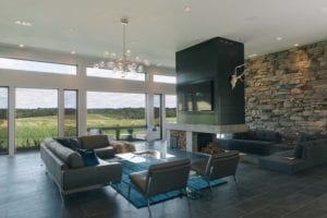 Leather couches in luxury home setting