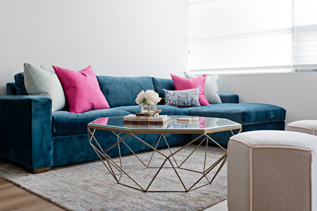 Blue Sectional Sofa with legs